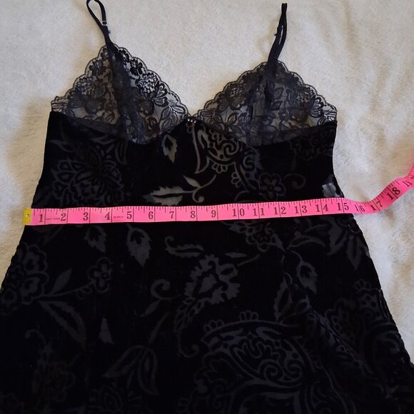 Frederick's of Hollywood Women's M Black Burnout Velvet Lace Y2K Mini Chemise - Picture 14 of 15
